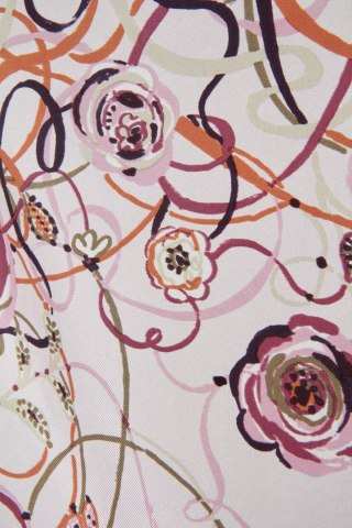 LONGCHAMP PARIS jedwabna apaszka floral print pastelowy róż jak malowana