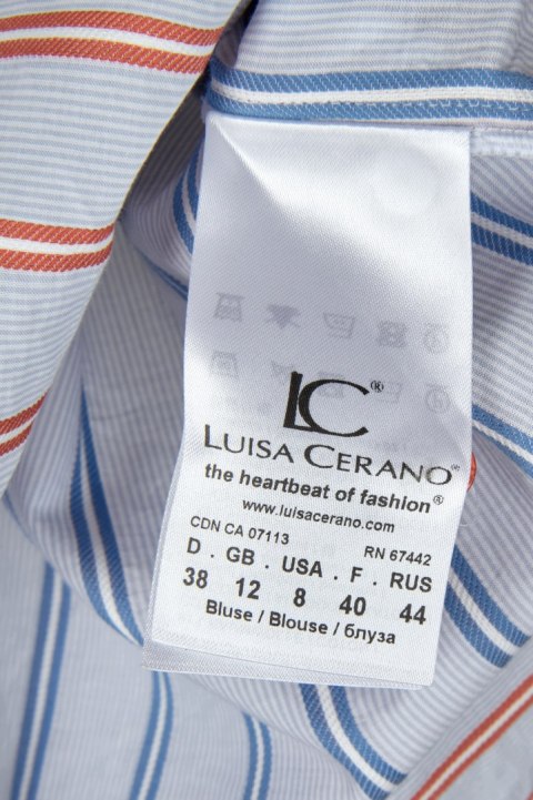 LUISA CERANO śliczna bluzka koszulowa bawełna w paski oversize 38/40