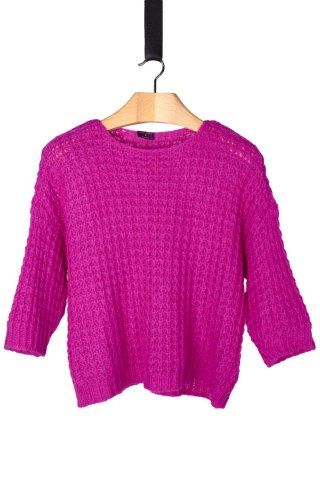 MADELEINE ponadczasowy sweter z alpaką neonowy cyklamen 40/42
