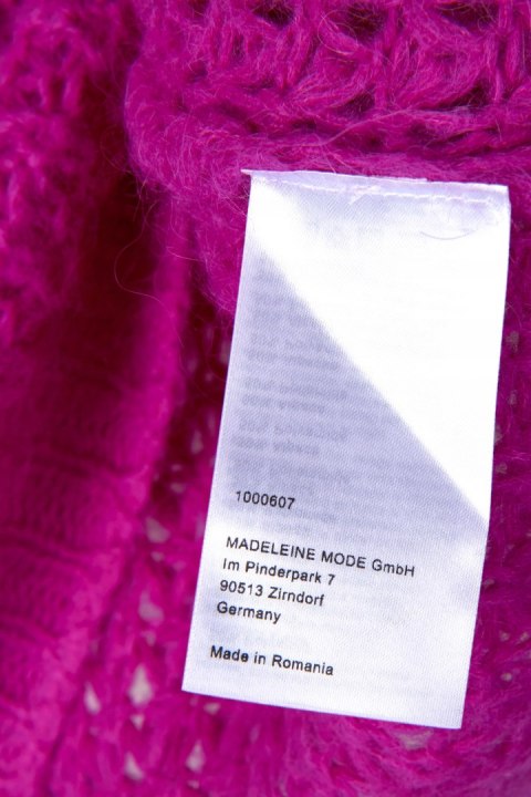 MADELEINE ponadczasowy sweter z alpaką neonowy cyklamen 40/42