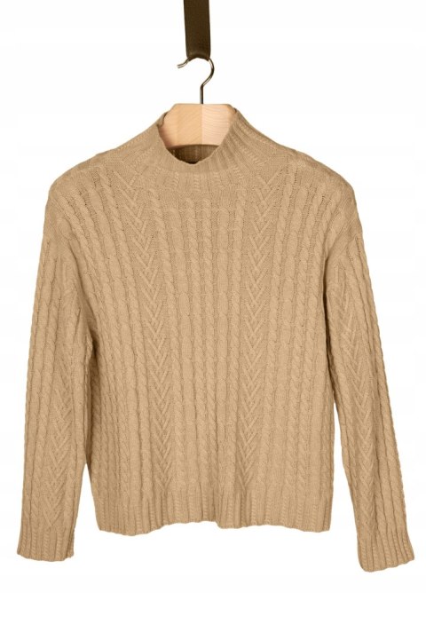 MARKS&SPENCER mięciutki sweter piękny splot camelowy kolor luźny krój S/M