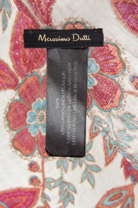 MASSIMO DUTTI delikatny szal szlachetny len piękne kolory kwiaty