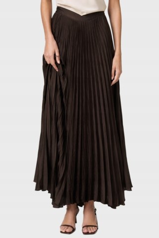 MASSIMO DUTTI nieszablonowa spódnica plisowana czekoladowy brąz L