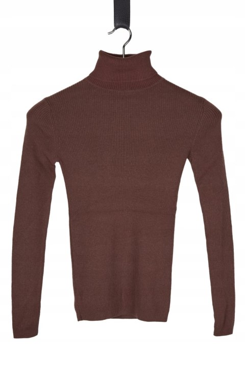 MUJI niebanalny mięciutki sweter bawełna wełna czekoladowy brąz S