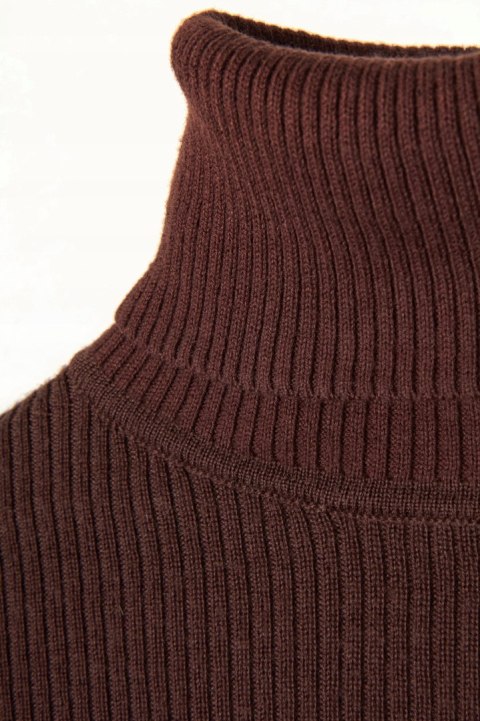MUJI niebanalny mięciutki sweter bawełna wełna czekoladowy brąz S