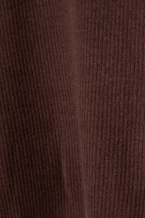 MUJI niebanalny mięciutki sweter bawełna wełna czekoladowy brąz S
