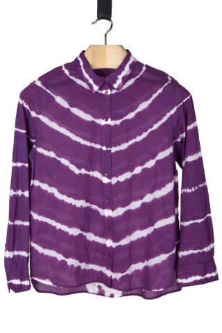 Niebanalna bluzka koszulowa z motywem tie-dye purpurowy fiolet 40
