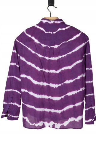 Niebanalna bluzka koszulowa z motywem tie-dye purpurowy fiolet 40