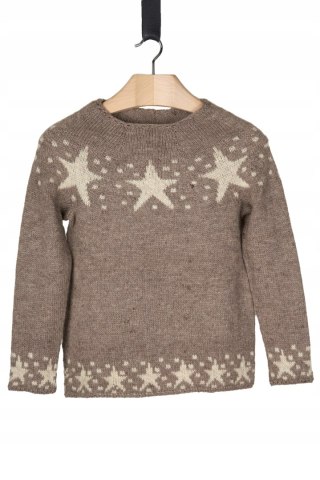 Nietuzinkowy bezszwowy sweter w gwiazdki wełna rękodzieło hand made S