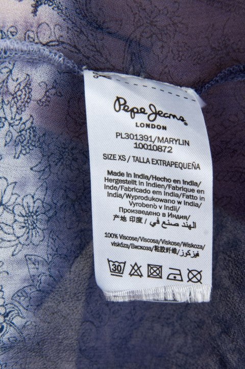 PEPE JEANS delikatna bluzka wiskoza zdobiona haftem efekt gradientu S