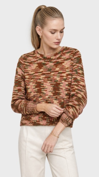RODEBJER luksusowy mięciutki sweter bawełna nylon kamuflażowy melanż XS