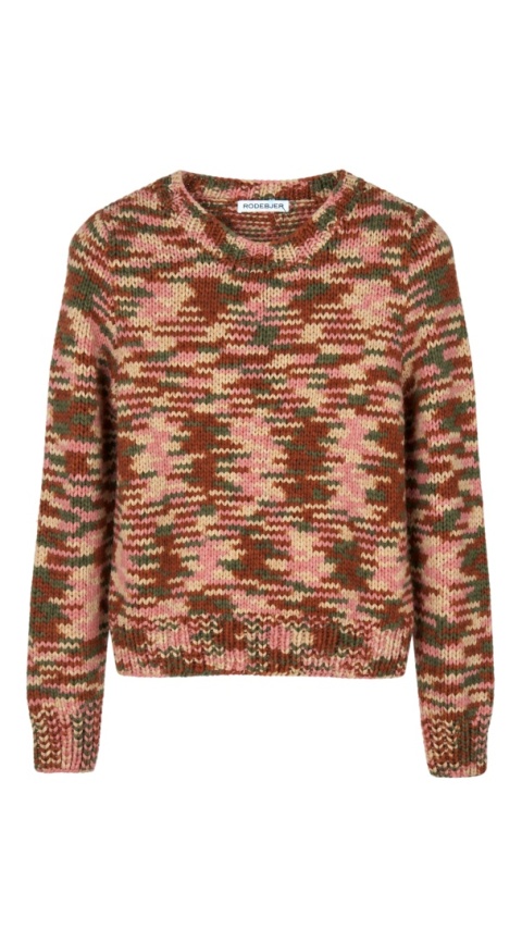 RODEBJER luksusowy mięciutki sweter bawełna nylon kamuflażowy melanż XS