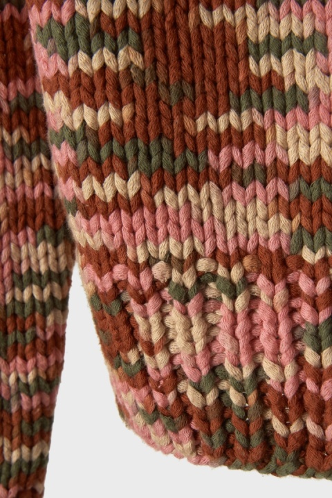 RODEBJER luksusowy mięciutki sweter bawełna nylon kamuflażowy melanż XS