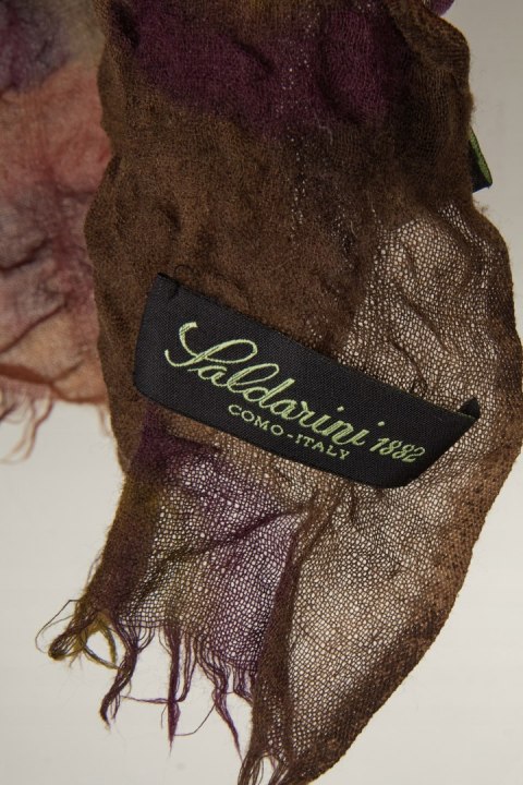 SALDARINI 1882 COMO-ITALY wyjątkowy ogromny włoski szal fakturowana wełna