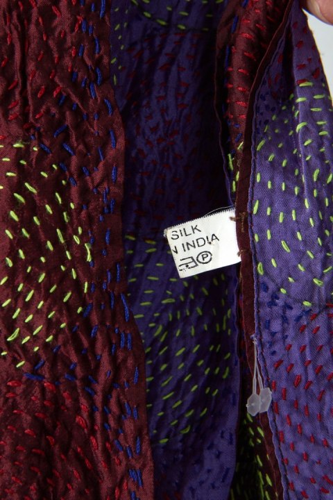 Śliczny dwustronny indyjski podwójny szal silk haft kantha ręcznie tkany