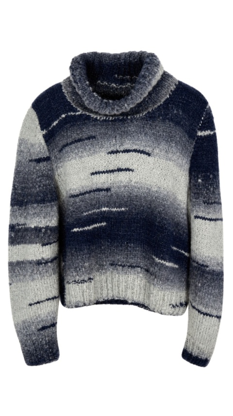 Mięciutki sweter rękodzieło piękny kolor luźny krój dodatek wełny M/L