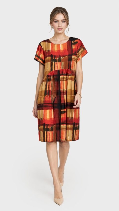 WENDY TRENDY włoska kolorowa sukienka z kieszeniami bawełna luźny krój L/XL