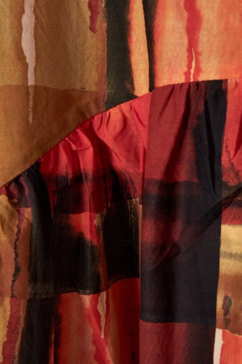 WENDY TRENDY włoska kolorowa sukienka z kieszeniami bawełna luźny krój L/XL