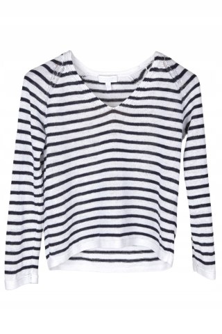 WHITE LABEL wyjątkowy sweter szlachetny len marynarski styl 38
