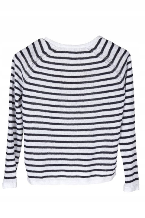WHITE LABEL wyjątkowy sweter szlachetny len marynarski styl 38