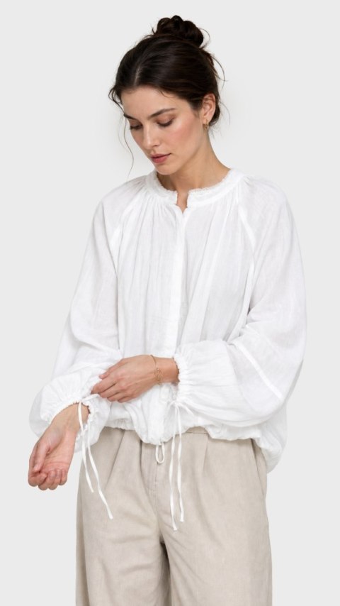 ZARA lekka bluzka koszulowa śnieżna biel lyocell ramia oversize one size