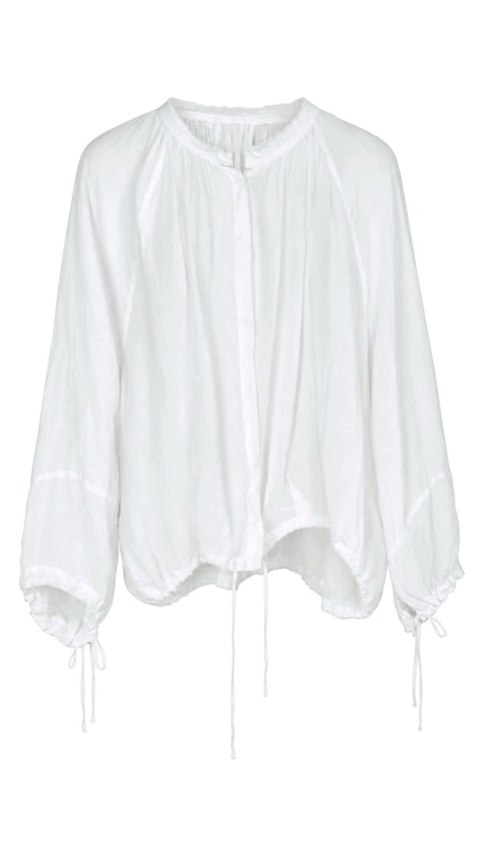 ZARA lekka bluzka koszulowa śnieżna biel lyocell ramia oversize one size