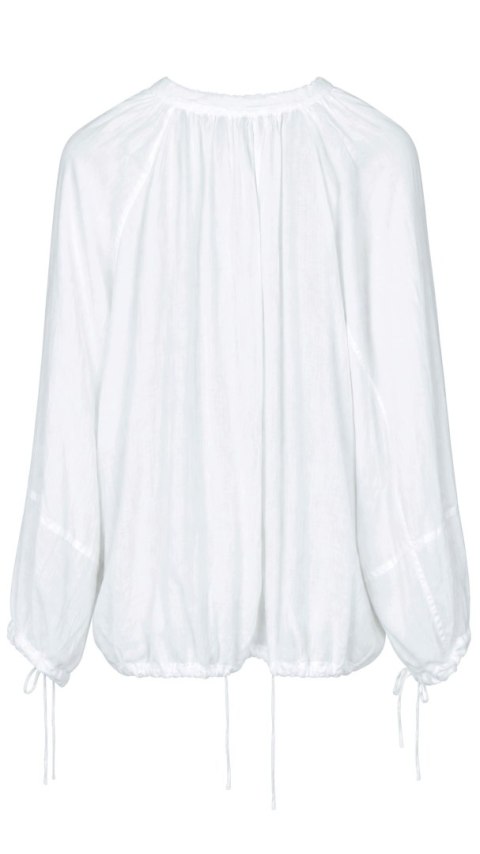 ZARA lekka bluzka koszulowa śnieżna biel lyocell ramia oversize one size