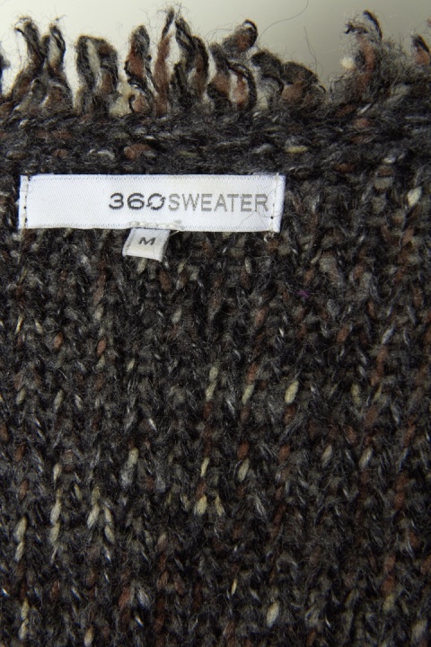 360 SWEATER - śliczny sweter narzutka melanż z frędzlami - M