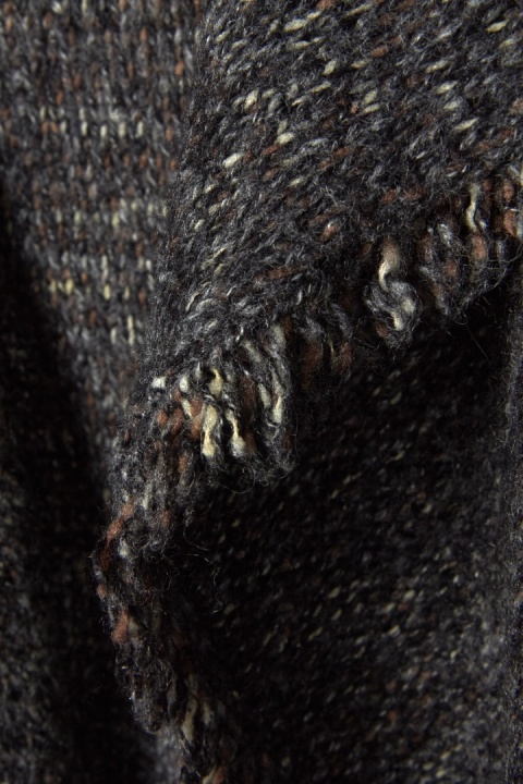 360 SWEATER - śliczny sweter narzutka melanż z frędzlami - M