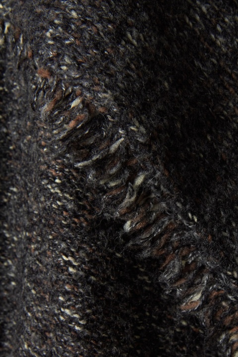 360 SWEATER - śliczny sweter narzutka melanż z frędzlami - M
