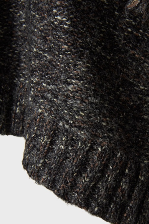 360 SWEATER - śliczny sweter narzutka melanż z frędzlami - M