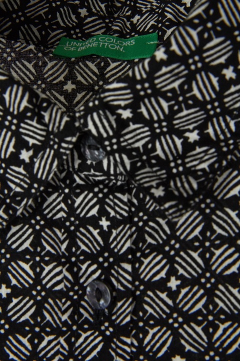 BENETTON niespotykana bluzka monochromatyczna geometryczny wzór bawełna XS