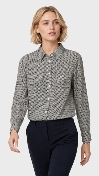 BENETTON - śliczna bluzka koszulowa ciekawy wzór monochromatyczna S