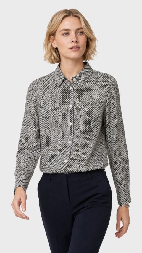 BENETTON - śliczna bluzka koszulowa ciekawy wzór monochromatyczna S