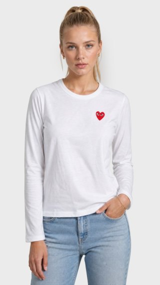 COMME DES GARCONS PLAY mięciutka biała bluzka bawełna z serduszkiem S