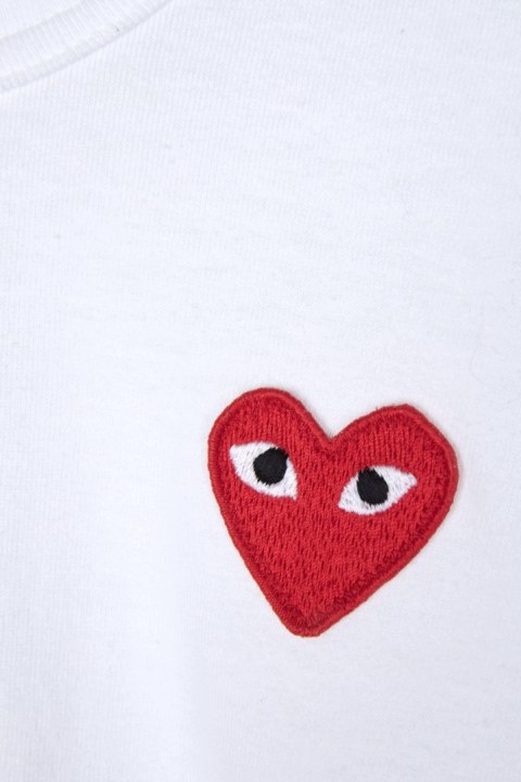 COMME DES GARCONS PLAY mięciutka biała bluzka bawełna z serduszkiem S