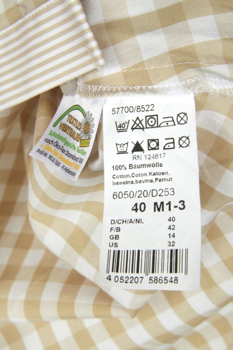 ETERNA wyjątkowa bluzka koszulowa w kratkę piaskowy kolor bawełna 40