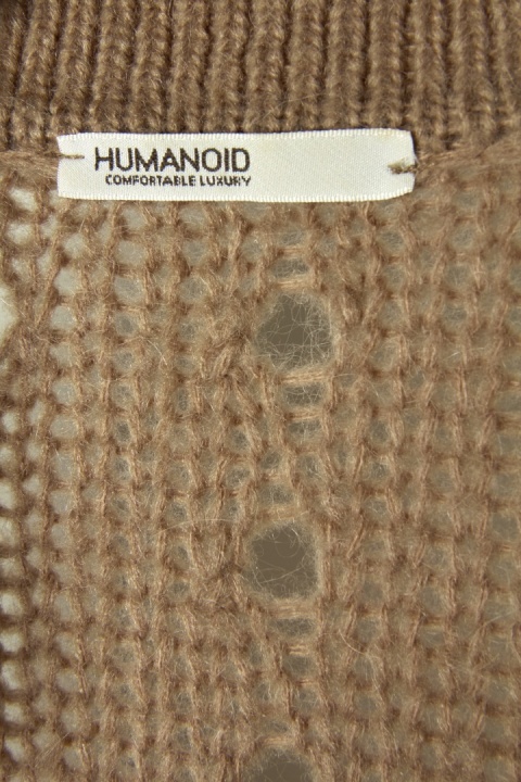HUMANOID - holenderski długi sweter kardigan kolor camel - S
