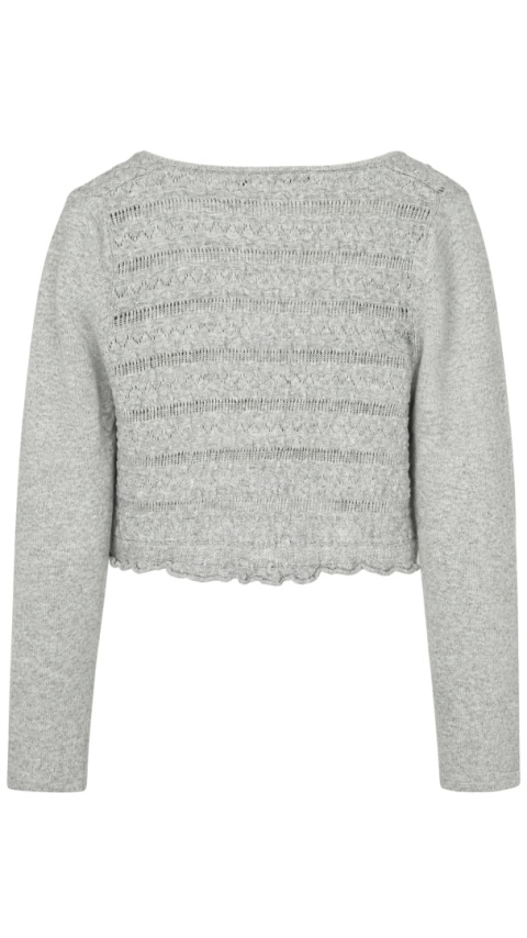 LAUREN VIDAL wyszukany sweter bolerko piękny splot pastelowa szarość M