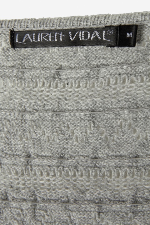 LAUREN VIDAL wyszukany sweter bolerko piękny splot pastelowa szarość M