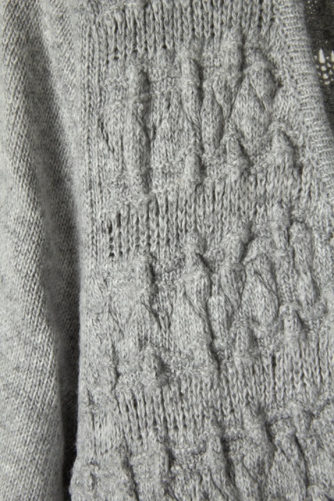 LAUREN VIDAL wyszukany sweter bolerko piękny splot pastelowa szarość M