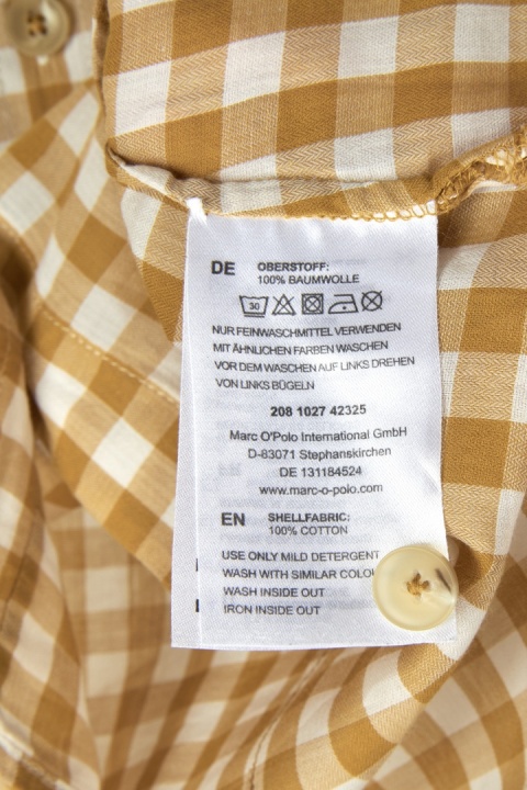 MARC O'POLO niebanalna bluzka koszulowa w kratkę musztardowy kolor 34 XS