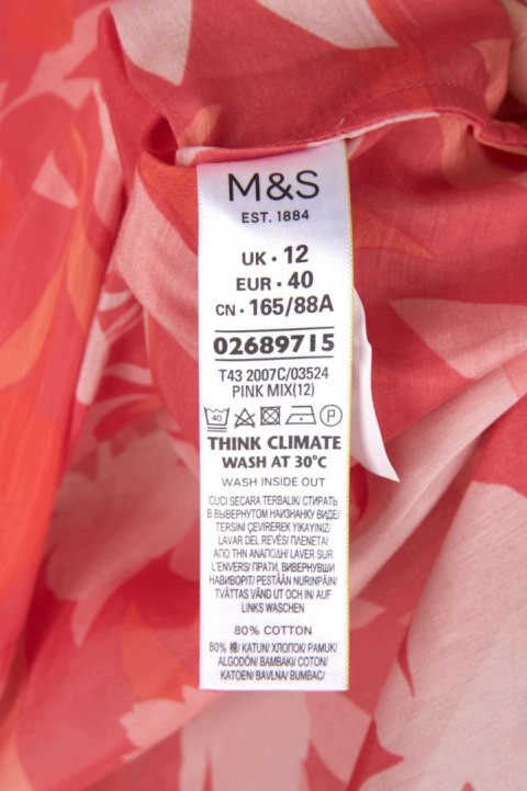MARKS&SPENCER bluzka koszulowa mięciutka bawełna jedwab słodki kolor 40