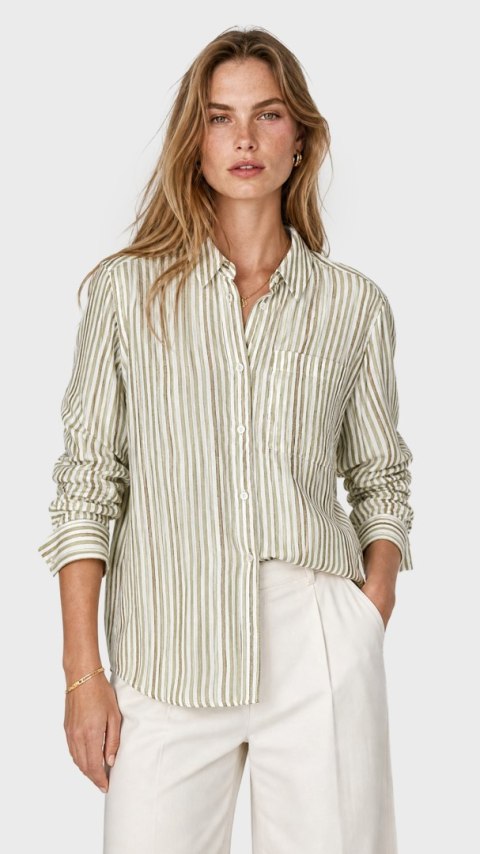 MARKS&SPENCER bluzka koszulowa mięciutki len oversize bright sage M/L