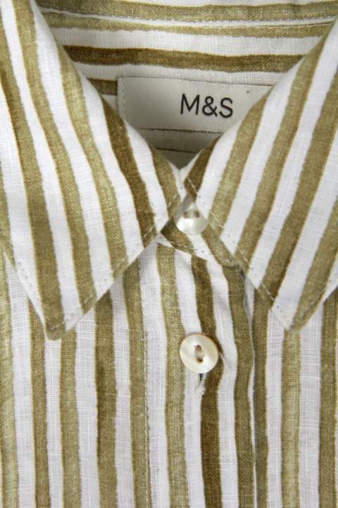 MARKS&SPENCER bluzka koszulowa mięciutki len oversize bright sage M/L