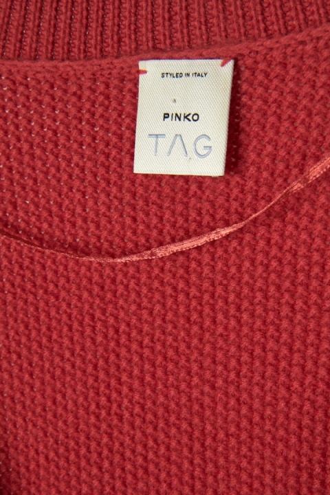 PINKO włoski sweter kardigan puszysta angora wełna koralowy kolor S