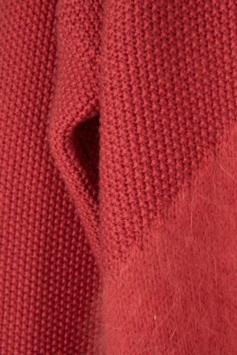 PINKO włoski sweter kardigan puszysta angora wełna koralowy kolor S