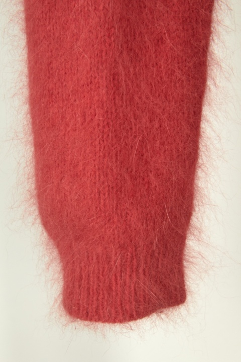 PINKO włoski sweter kardigan puszysta angora wełna koralowy kolor S