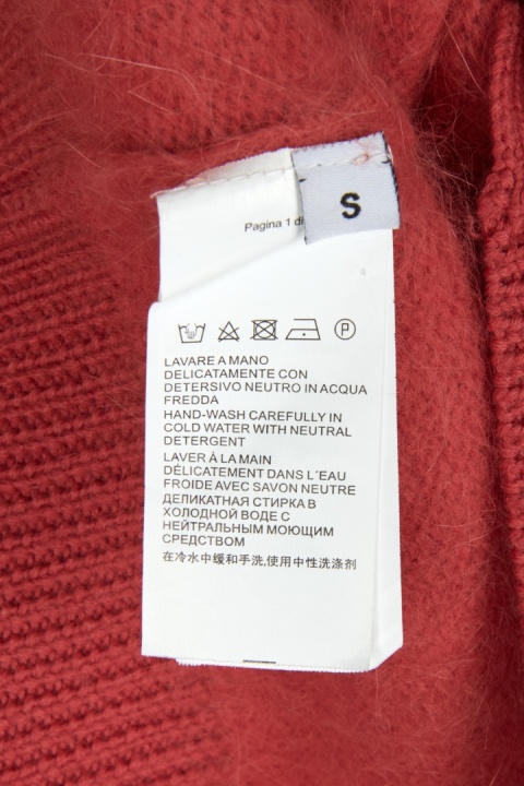 PINKO włoski sweter kardigan puszysta angora wełna koralowy kolor S