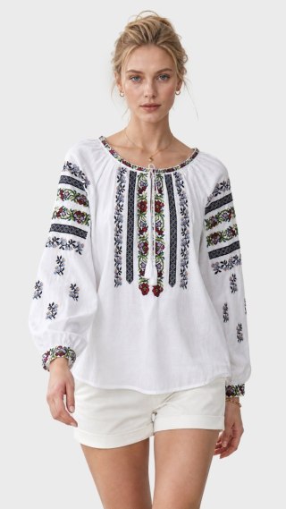 RODY'S FOREVER wyjątkowa bluzka koszulowa bawełna haft krzyżykowy L/XL